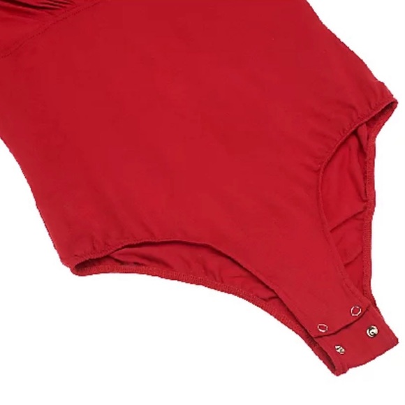 Linea by Louis Dell'Olio V-neck Shirring Detail Bodysuit, NWT 2X Truffle A231145 - Picture 4 of 11